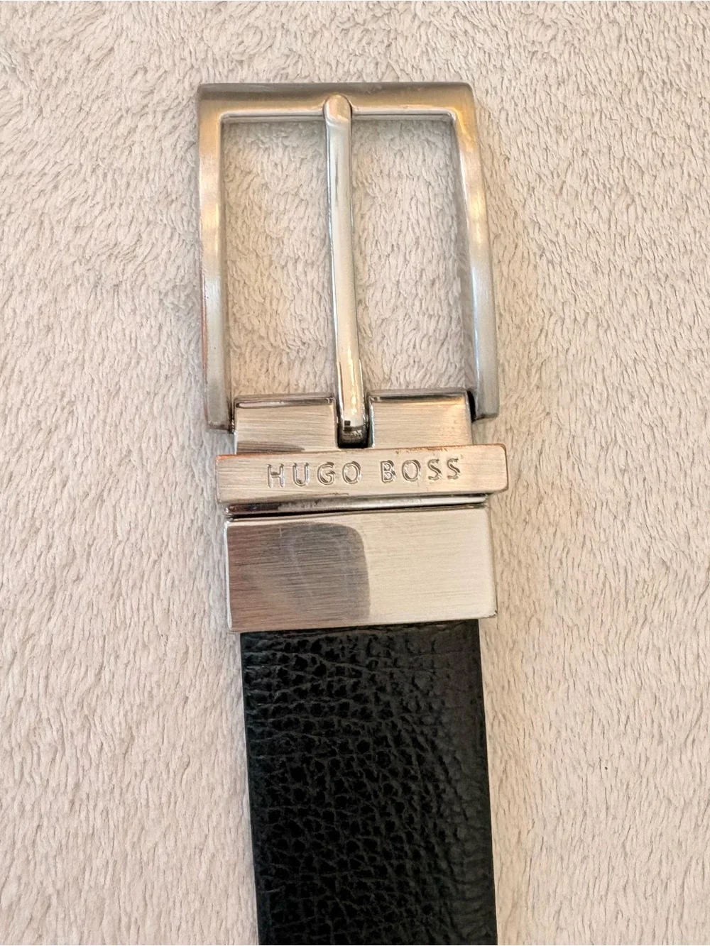 Hugo Boss Reversible Leather Belt Black / Brown Silver Buckle Sz 34